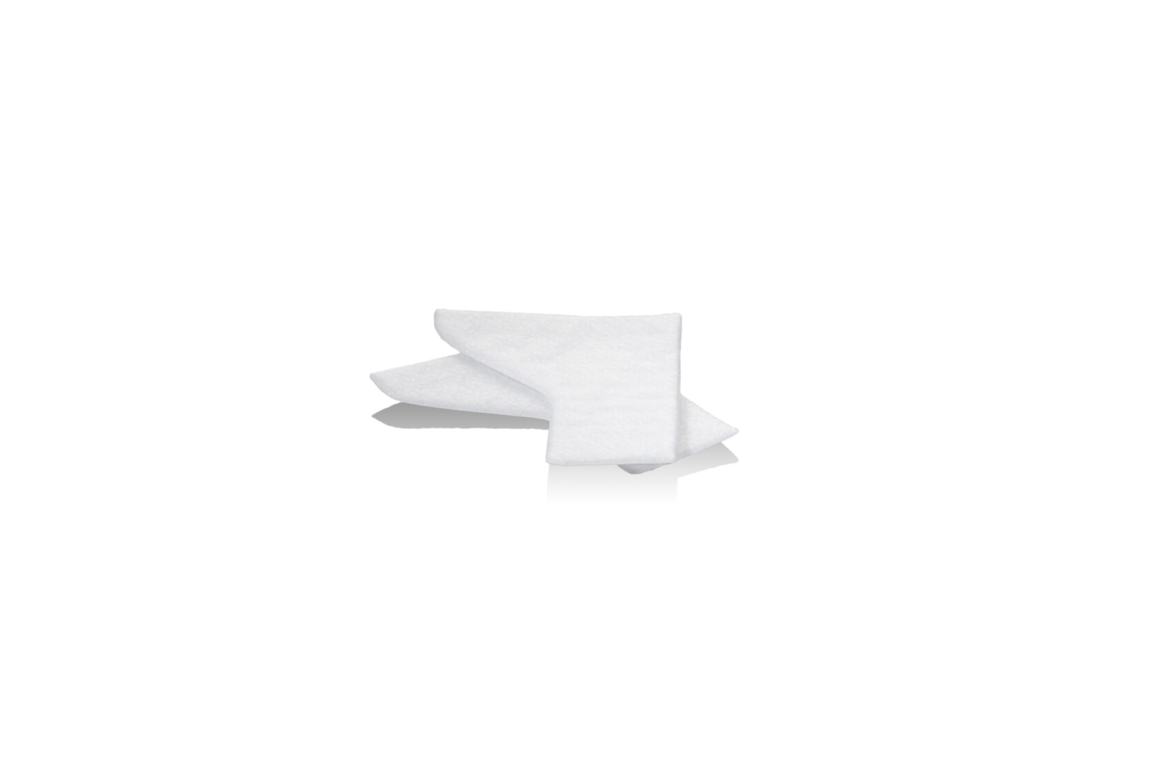 Two white, wedge-shaped foam pads on a white background.