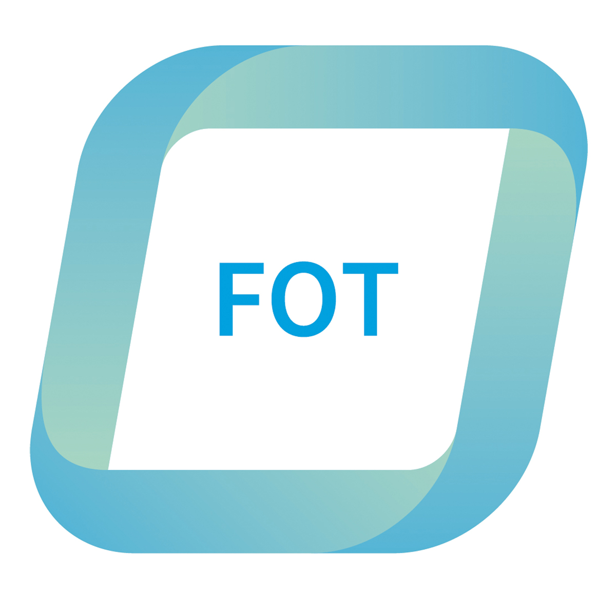 Blue gradient square border with the blue text "FOT" in the center on a white background.
