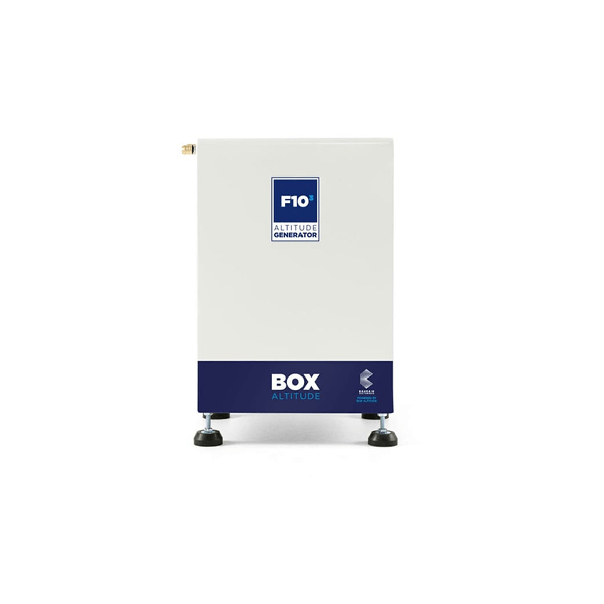White and blue F10 Altitude Generator machine labeled BOX Altitude on a white background.